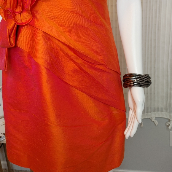 PHOEBE COUTURE "OPANGE" SILK COCKTAIL DRESS 4 - Picture 4 of 13